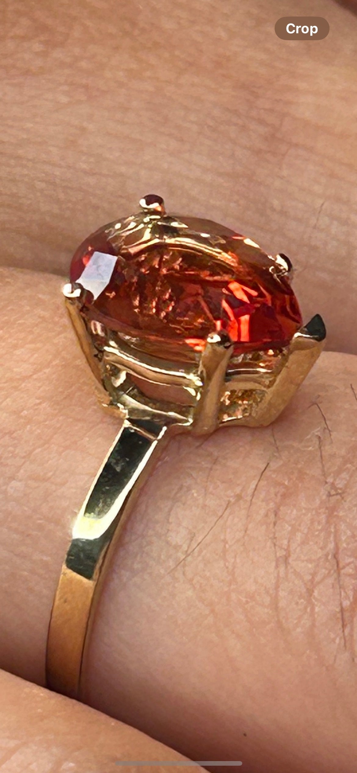 Red Oregon Sunstone Ring 1.7 Ct Pear