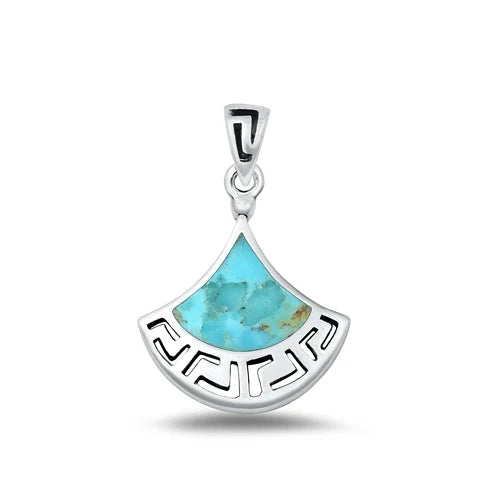Sterling Silver Polished Genuine Turquoise Pendant-22.6mm - FREE SHIPPING