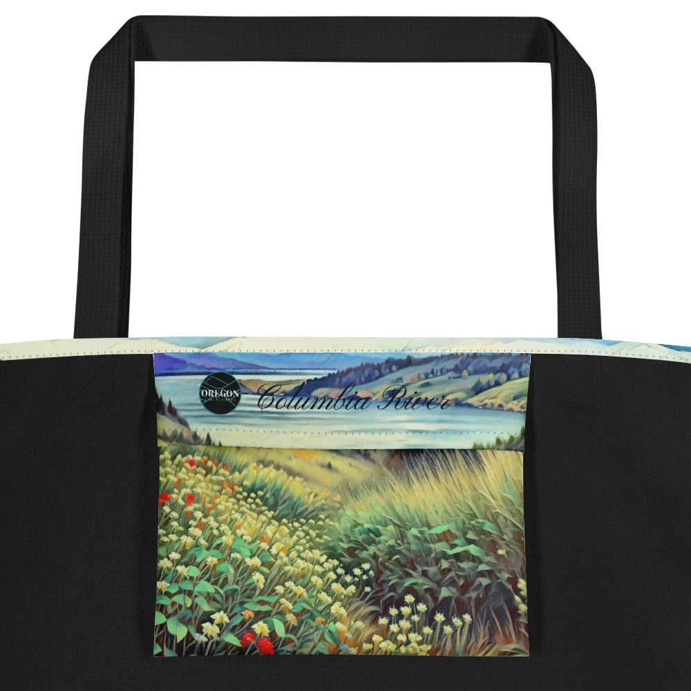 Columbia River - Digital Art - Large 16x20 Tote Bag W/Pocket
