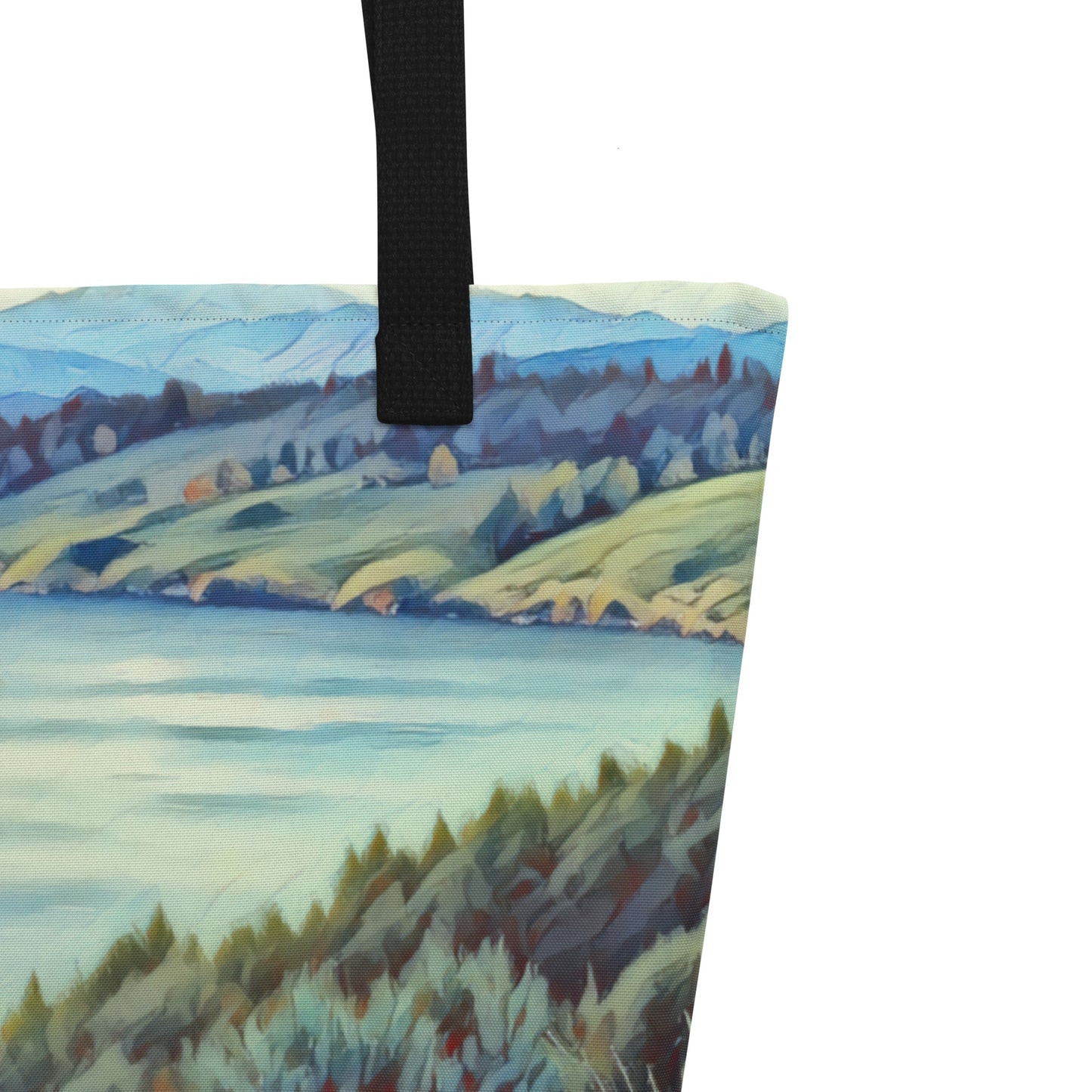 Columbia River - Digital Art - Large 16x20 Tote Bag W/Pocket