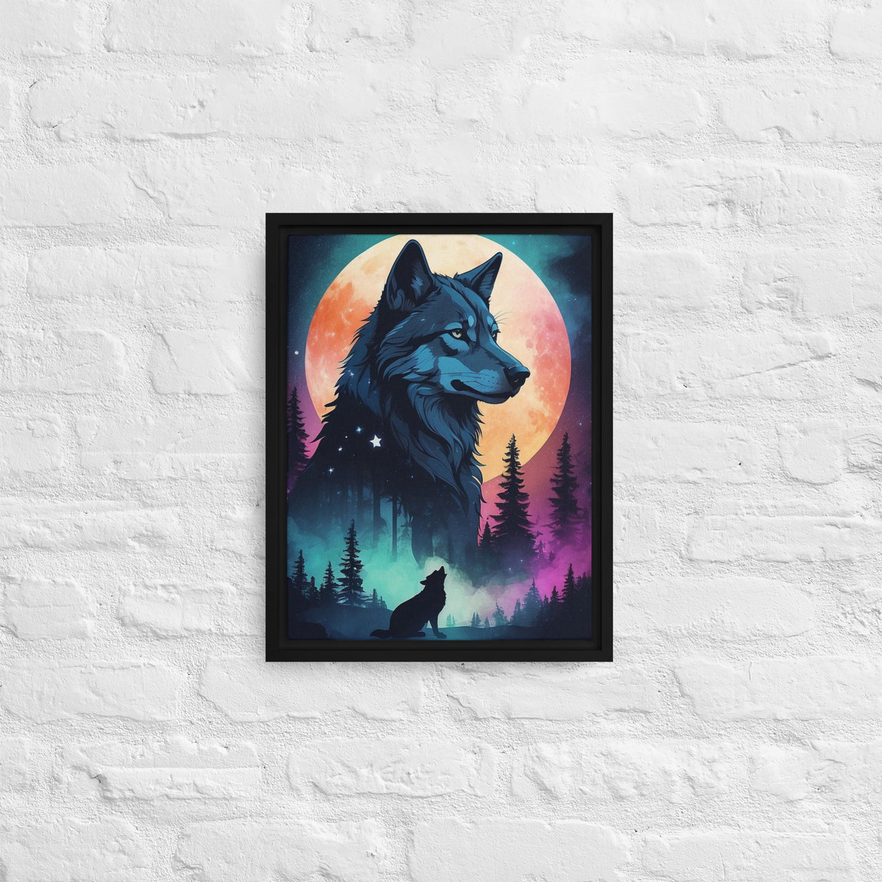Lone Wolf - Digital Art - Framed canvas - FREE SHIPPING