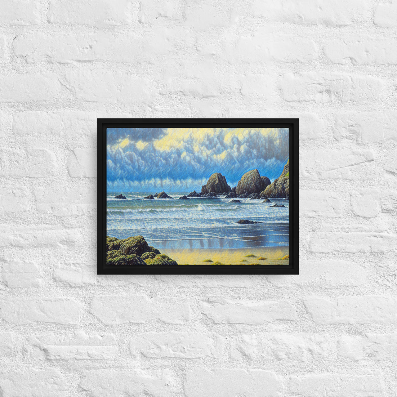 Oregon Coast - Digital Art - Framed canvas FREE SHIPPING