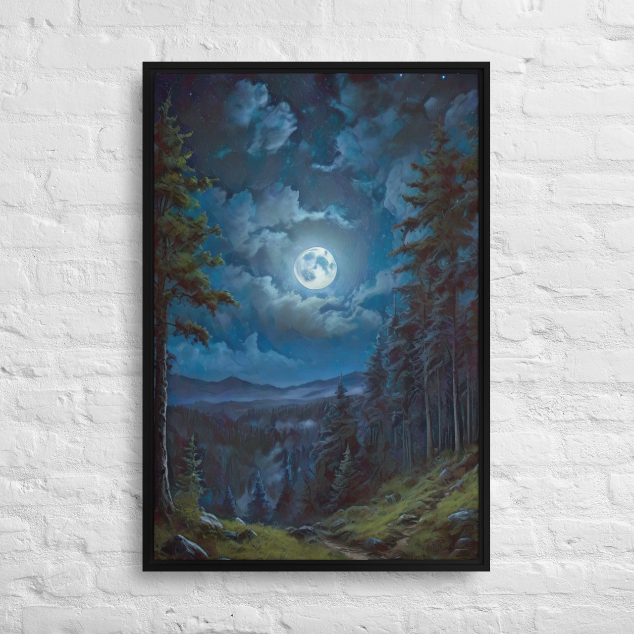 Moon Light in Oregon - Digital Art - Framed canvas - FREE SHIPPING