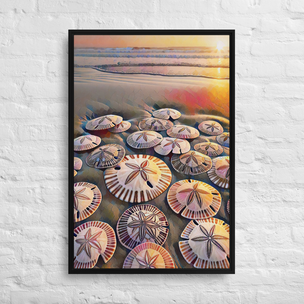 Oregon Sand Dollars - Digital Art -Framed canvas - FREE SHIPPING