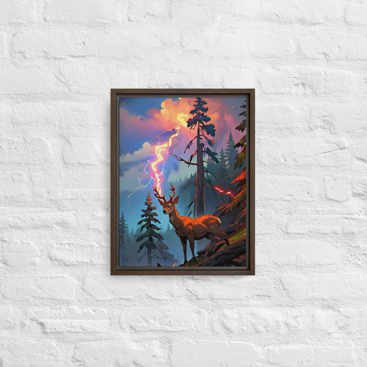 Oregon Lightning Strike - Digital Art - Framed canvas - FREE SHIPPING