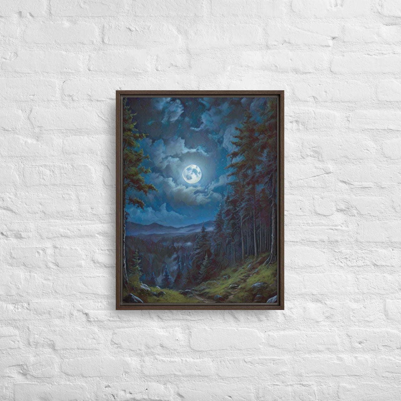 Moon Light in Oregon - Digital Art - Framed canvas - FREE SHIPPING