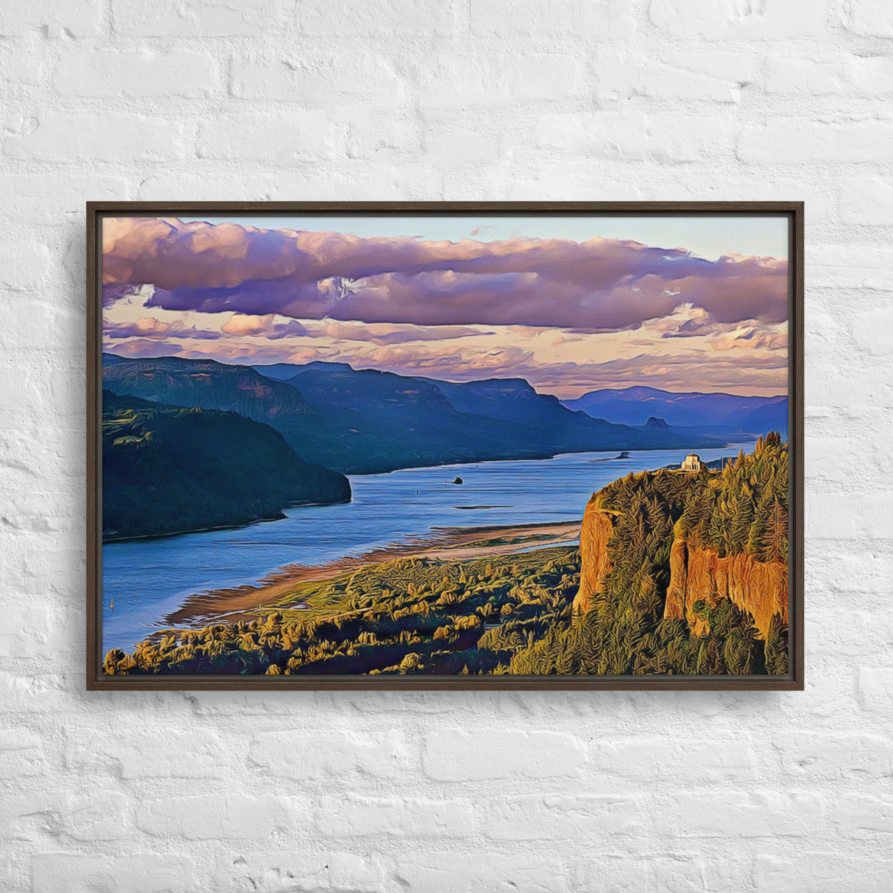 Columbia River Gorge - Digital Art - Framed canvas - FREE SHIPPING