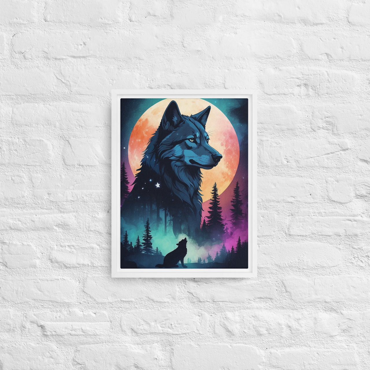 Lone Wolf - Digital Art - Framed canvas - FREE SHIPPING