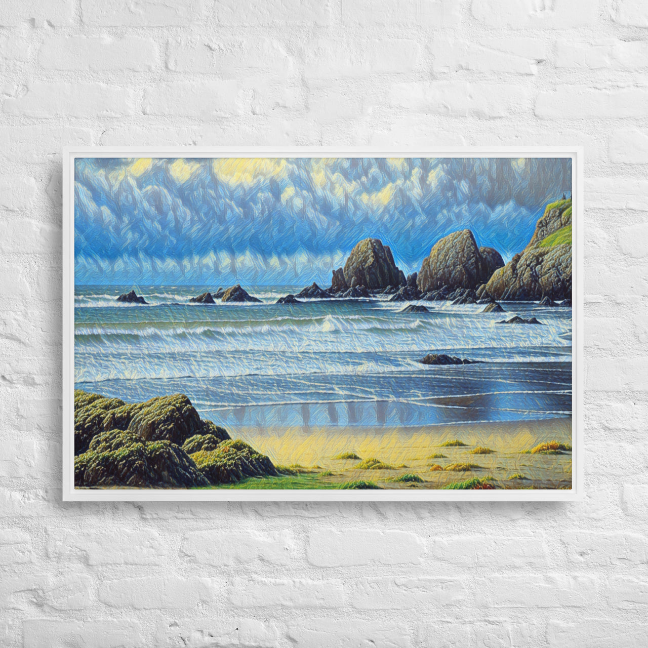 Oregon Coast - Digital Art - Framed canvas FREE SHIPPING