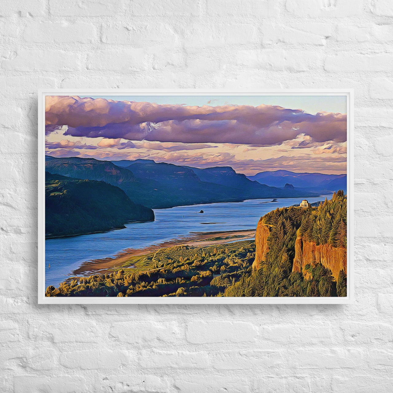 Columbia River Gorge - Digital Art - Framed canvas - FREE SHIPPING