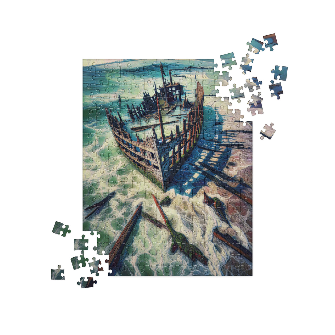 Ship Wreck on the Oregon Coast - Digital Art - Jigsaw puzzle