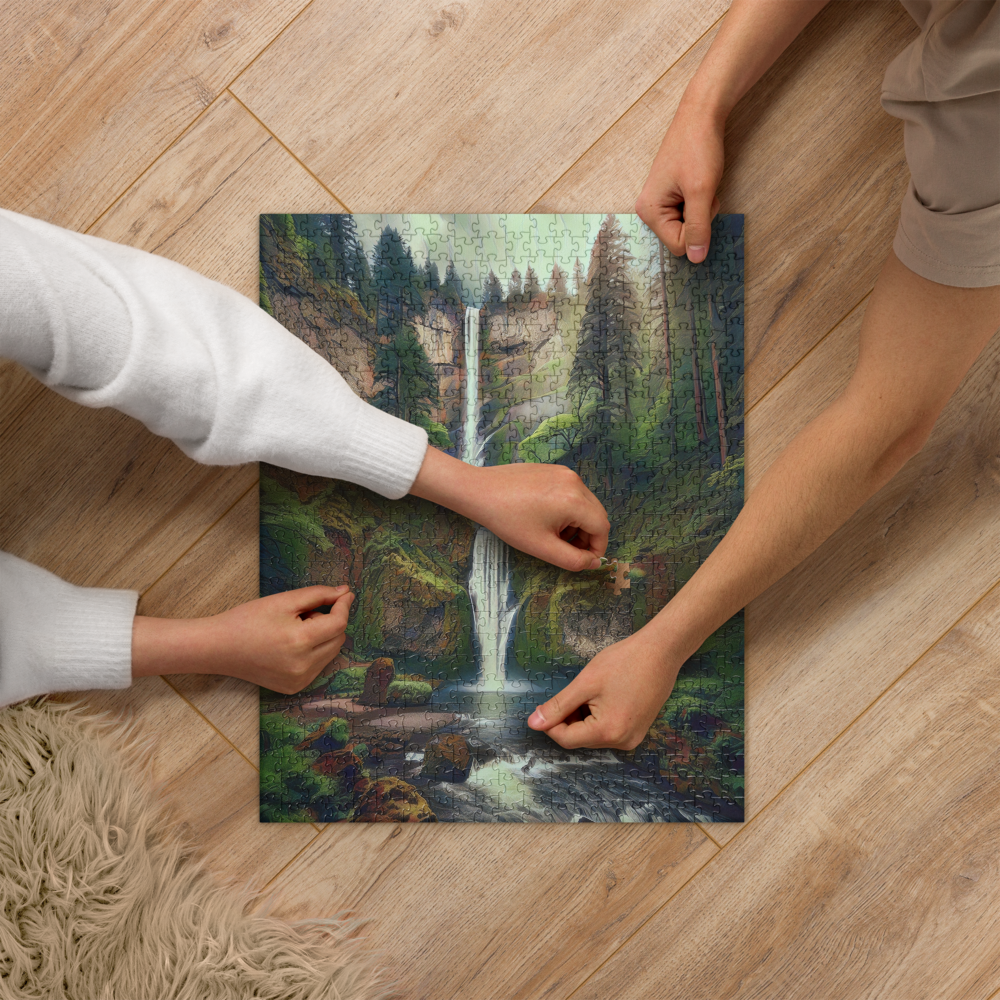 Multnomah Falls/2 - Digital Art - Jigsaw puzzle