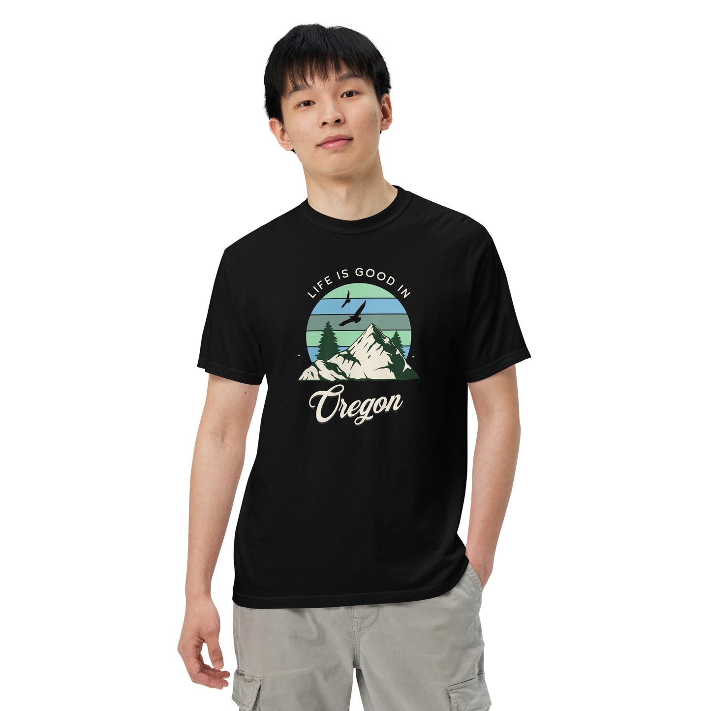 Life is Good in Oregon - Unisex garment-dyed heavyweight t-shirt