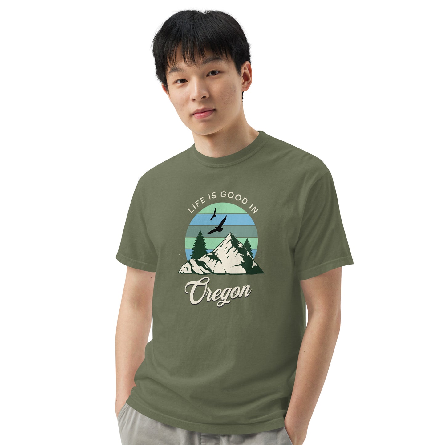 Life is Good in Oregon - Unisex garment-dyed heavyweight t-shirt