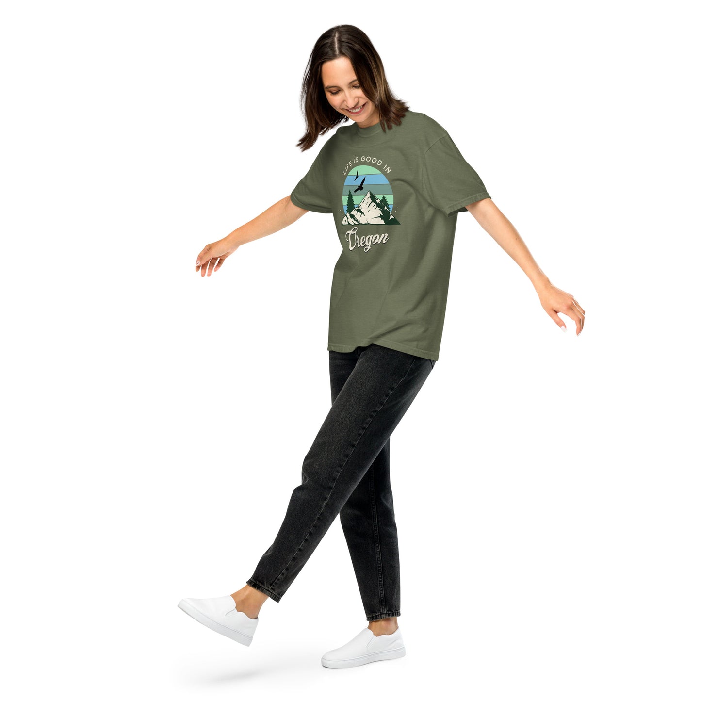 Life is Good in Oregon - Unisex garment-dyed heavyweight t-shirt