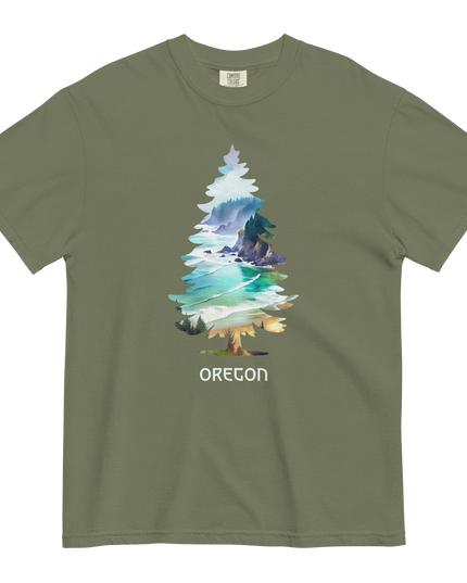 OREGON COASTAL TREE - COMFORT COLORS- Unisex garment-dyed heavyweight t-shirt