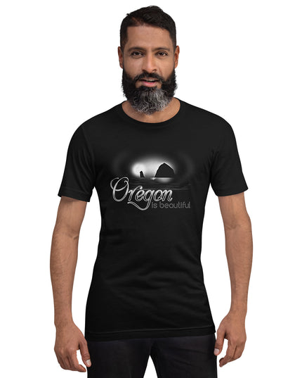 Oregon is Beautiful/ Haystack Rock - BW - Unisex t-shirt