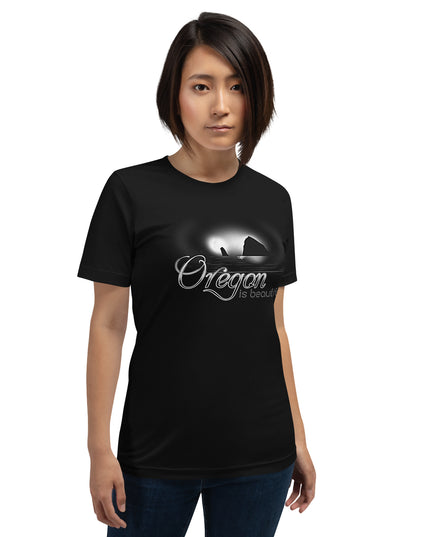 Oregon is Beautiful/ Haystack Rock - BW - Unisex t-shirt