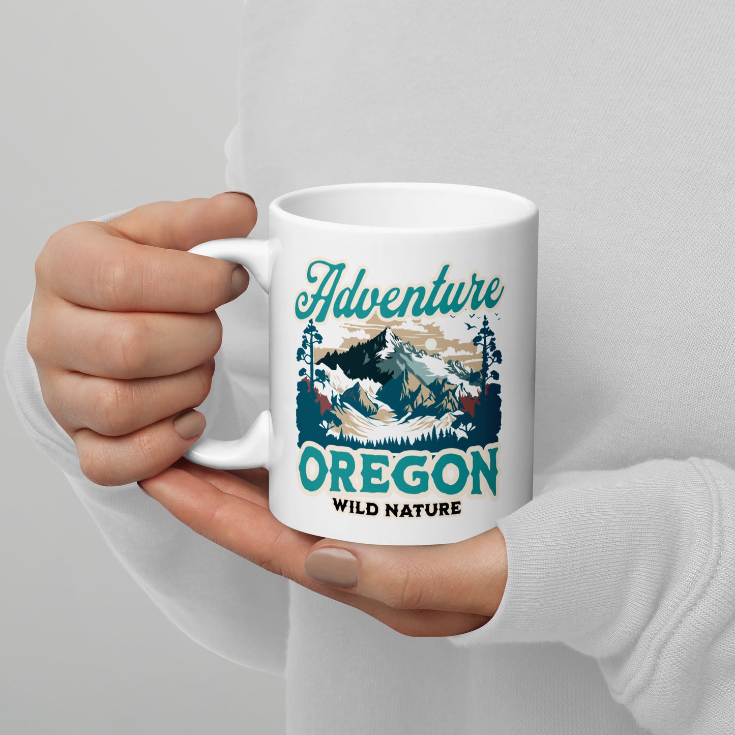 Adventure Oregon - White glossy mug