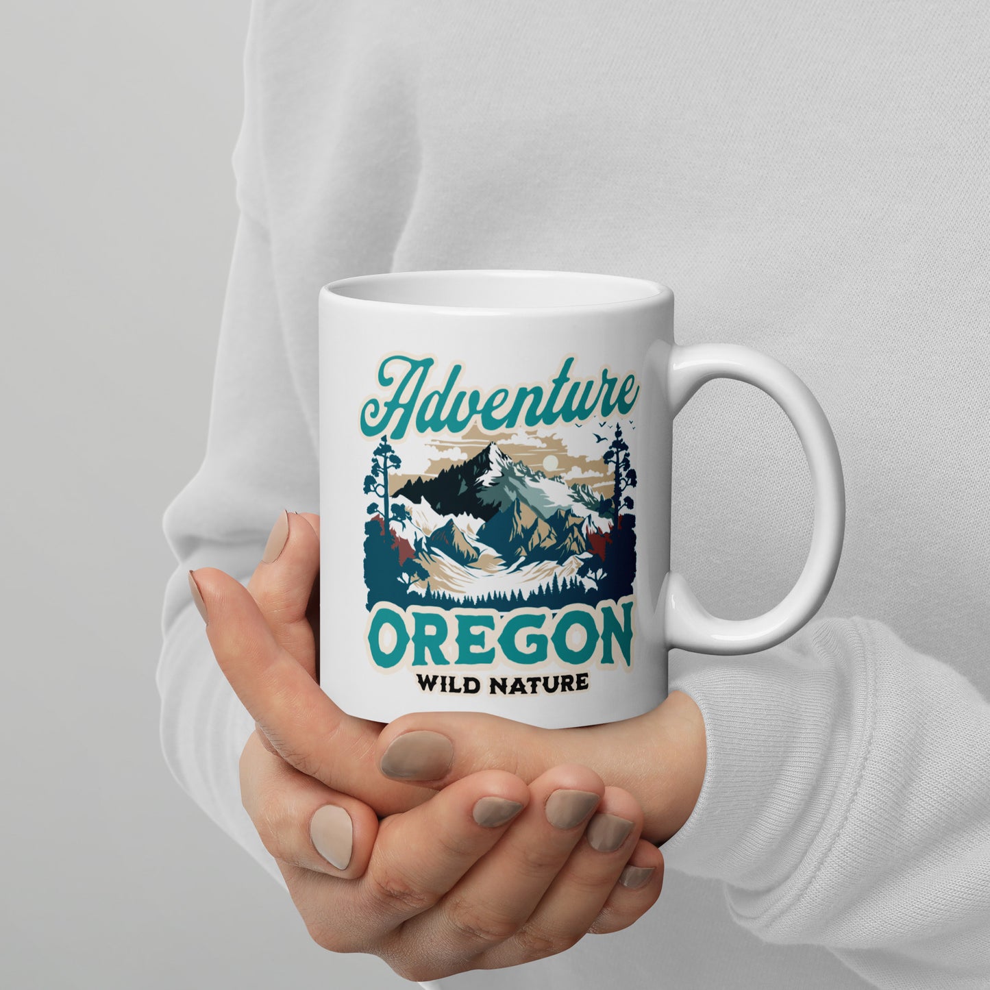 Adventure Oregon - White glossy mug