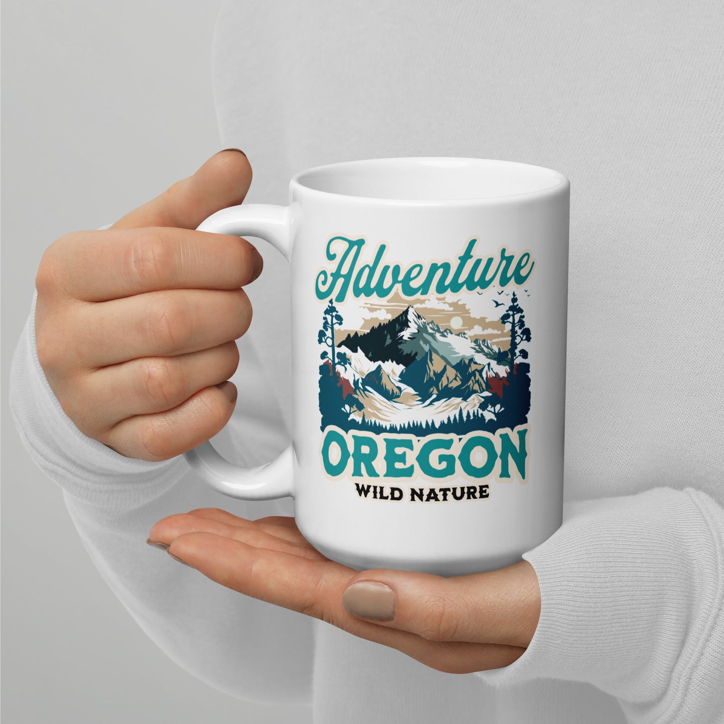 Adventure Oregon - White glossy mug