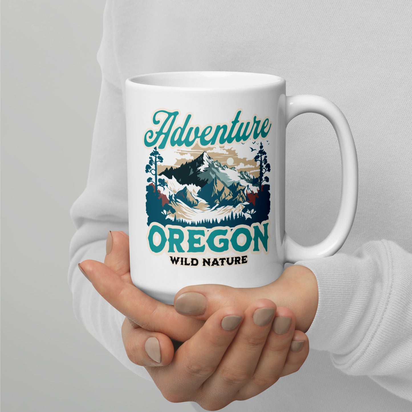 Adventure Oregon - White glossy mug
