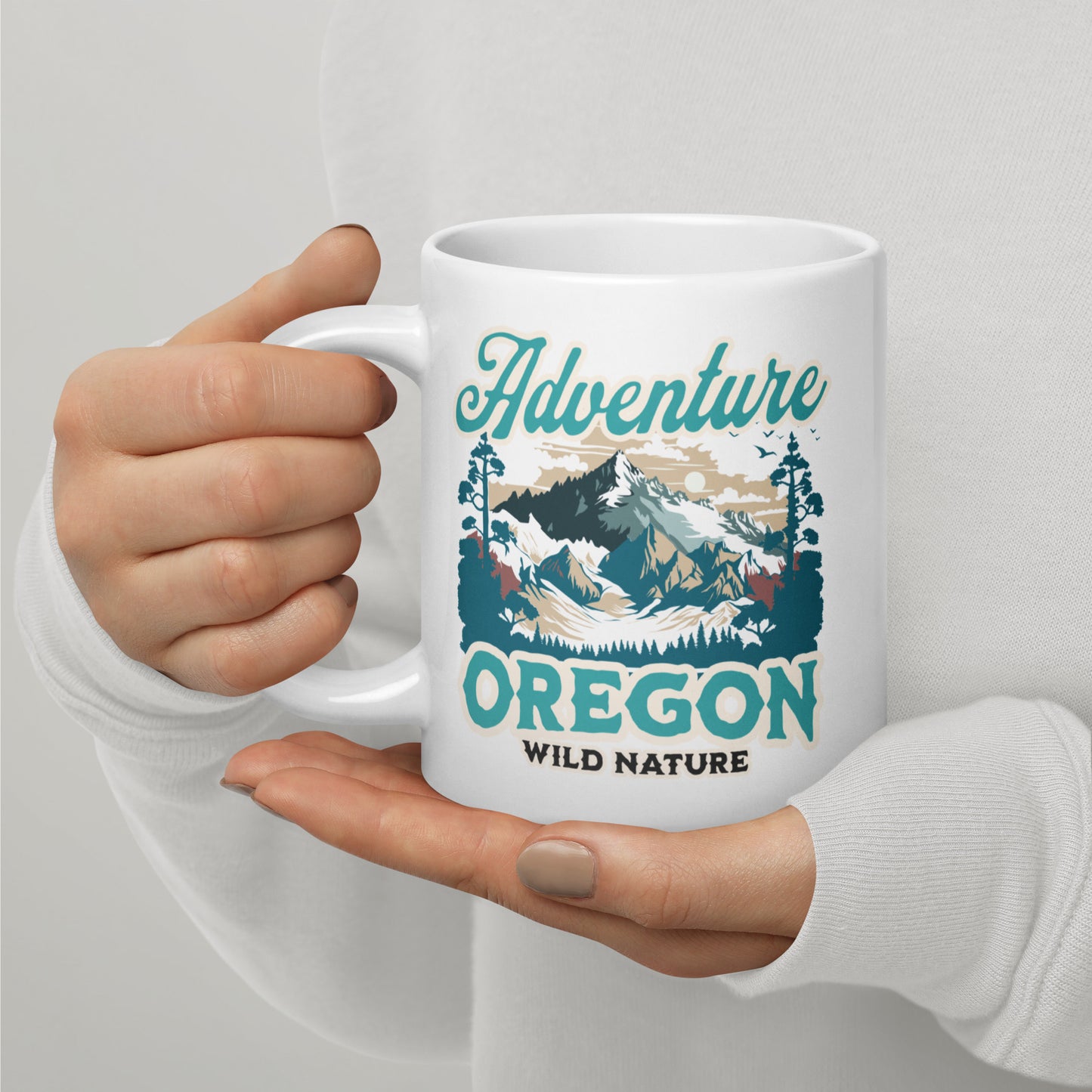 Adventure Oregon - White glossy mug