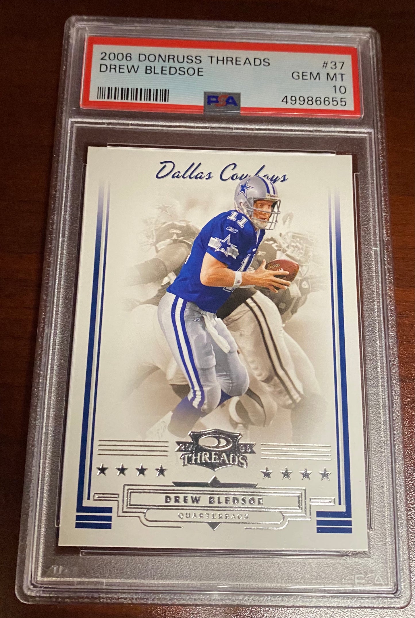 Drew Bledsoe 2006 Donruss Threads #37 Dallas Cowboys - PSA 10