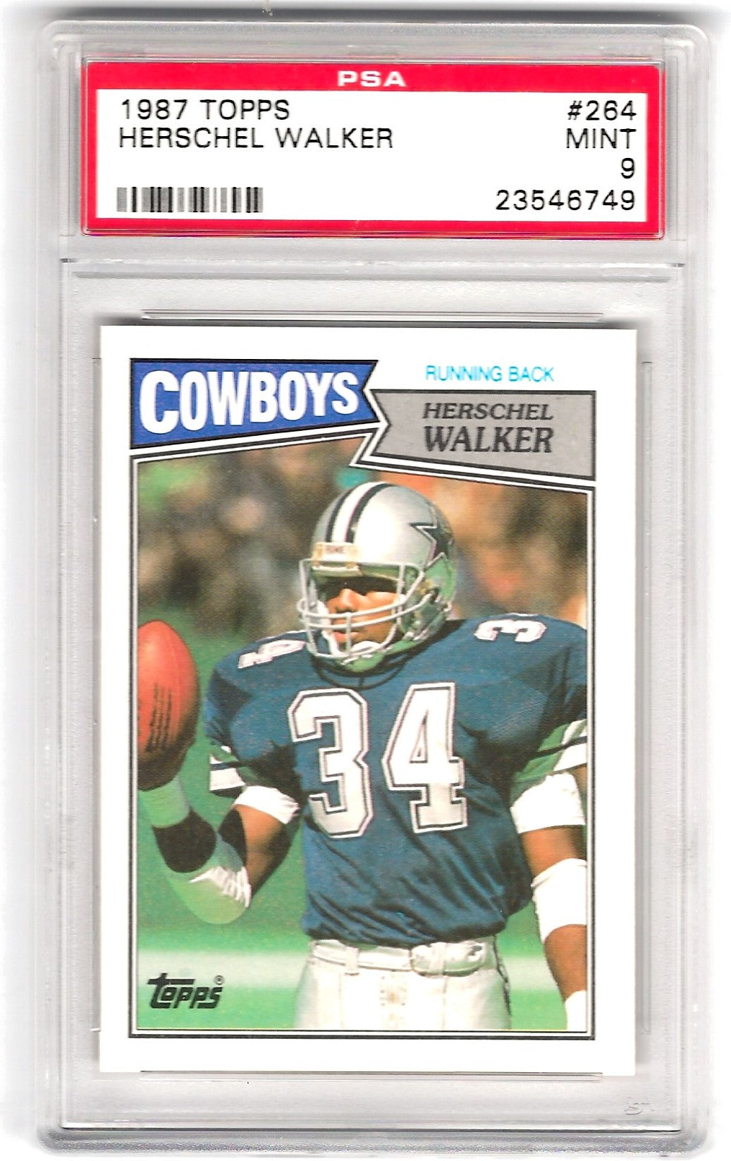 HERSCHEL WALKER ROOKIE CARD - #264 TOPS - DALLAS COWBOYS - PSA 9