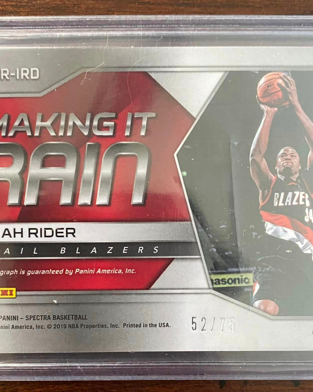 Isaiah rider 2018-19 Panini Spectra Making it Rain Silver Prizm Autograph - 52/75