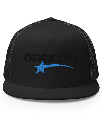 OREGON STAR/BLACK/BLUE - Embroidered - Trucker Cap