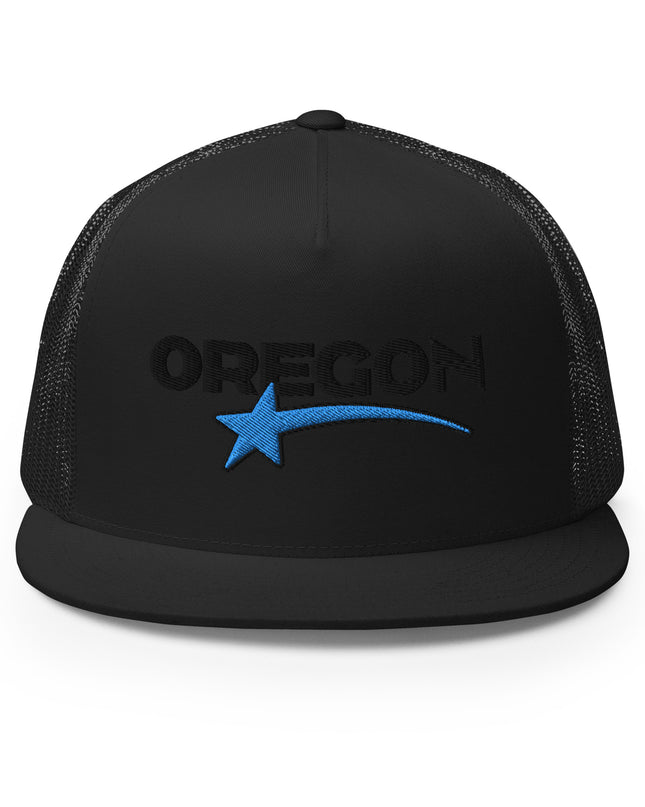 OREGON STAR/BLACK/BLUE - Embroidered - Trucker Cap