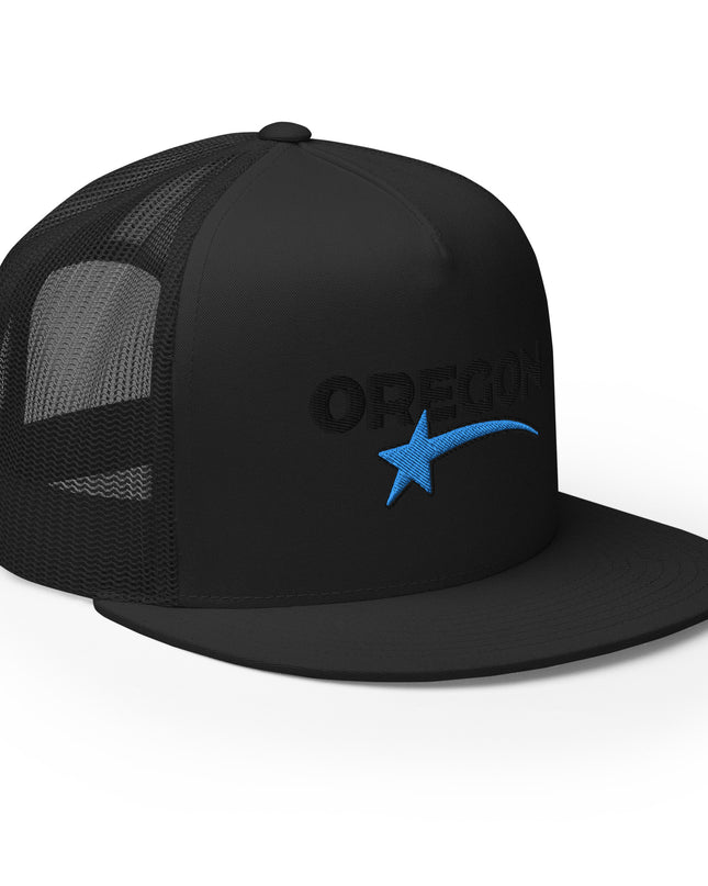 OREGON STAR/BLACK/BLUE - Embroidered - Trucker Cap