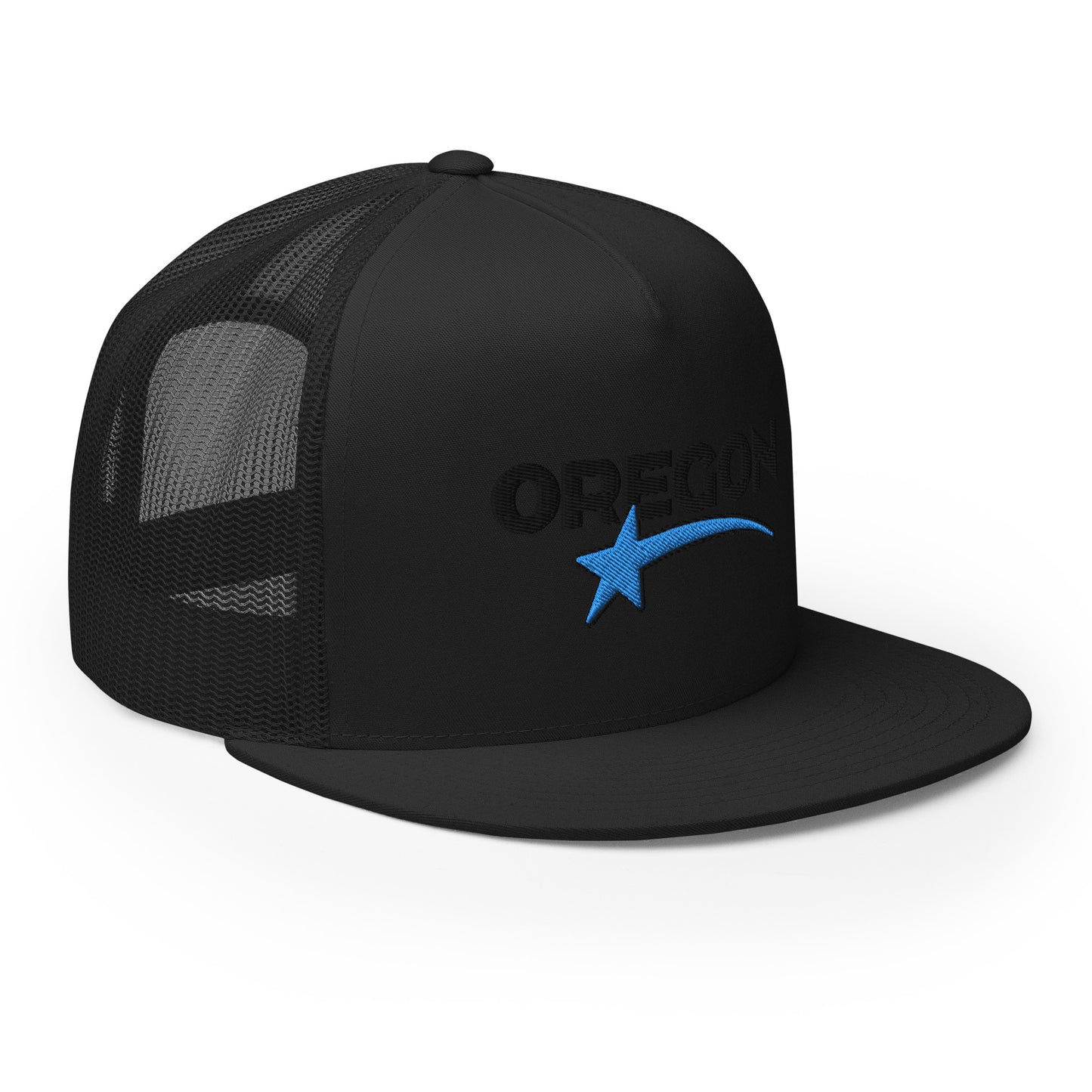 OREGON STAR/BLACK/BLUE - Embroidered - Trucker Cap