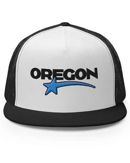 OREGON STAR/BLACK/BLUE - Embroidered - Trucker Cap