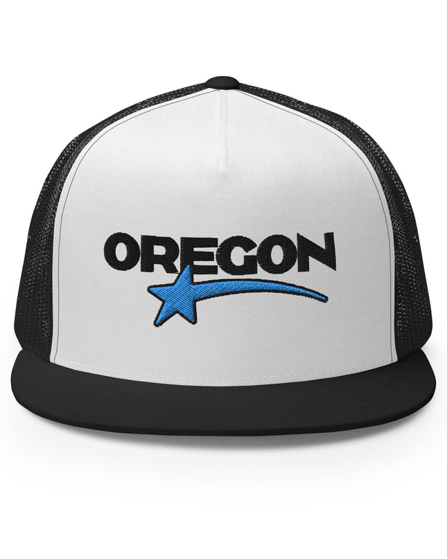 OREGON STAR/BLACK/BLUE - Embroidered - Trucker Cap