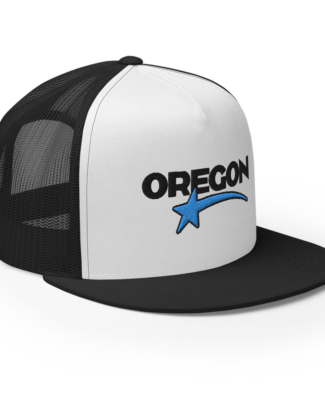 OREGON STAR/BLACK/BLUE - Embroidered - Trucker Cap