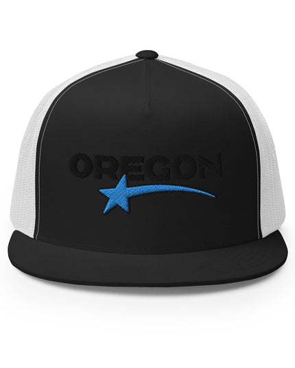 OREGON STAR/BLACK/BLUE - Embroidered - Trucker Cap