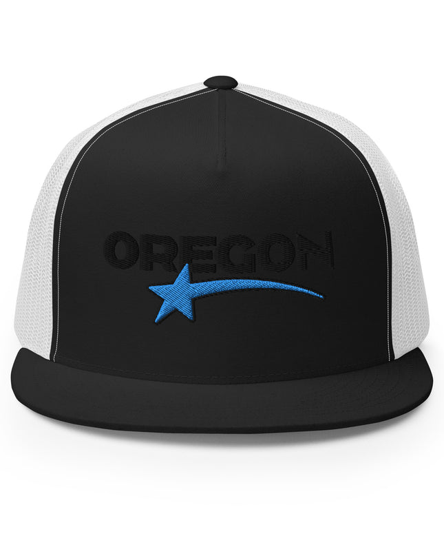 OREGON STAR/BLACK/BLUE - Embroidered - Trucker Cap