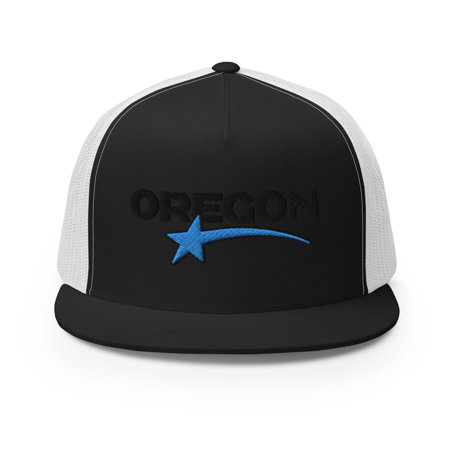 OREGON STAR/BLACK/BLUE - Embroidered - Trucker Cap