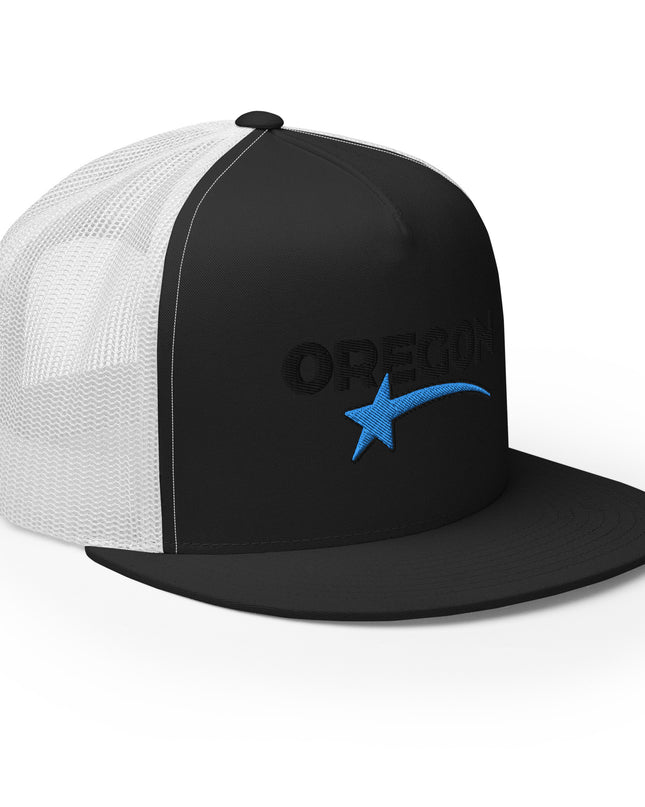 OREGON STAR/BLACK/BLUE - Embroidered - Trucker Cap