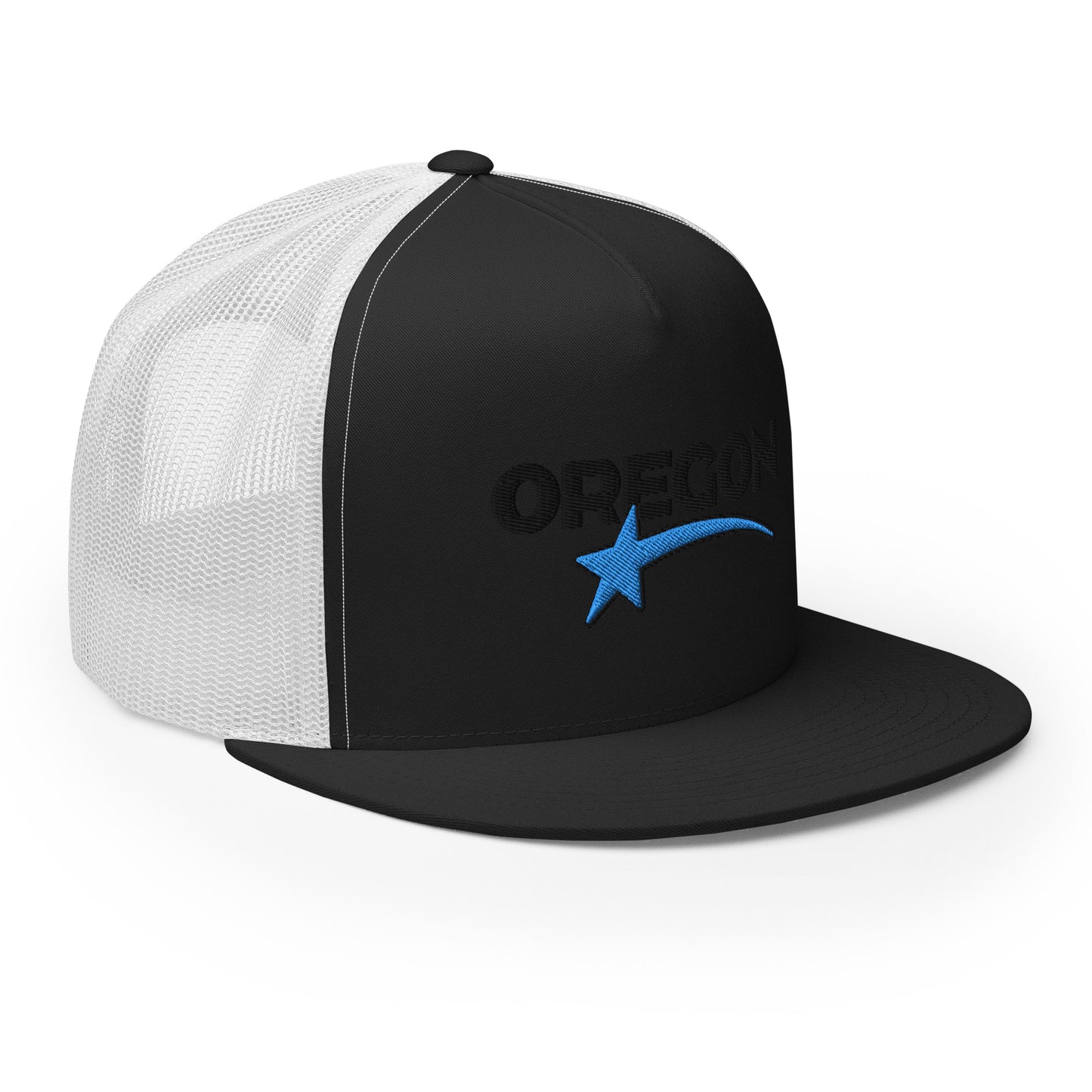 OREGON STAR/BLACK/BLUE - Embroidered - Trucker Cap