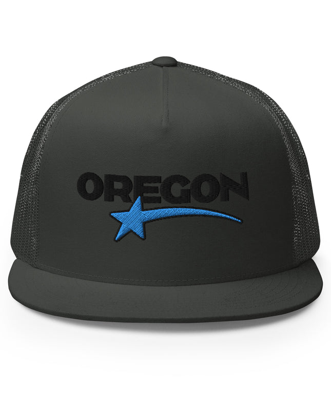 OREGON STAR/BLACK/BLUE - Embroidered - Trucker Cap