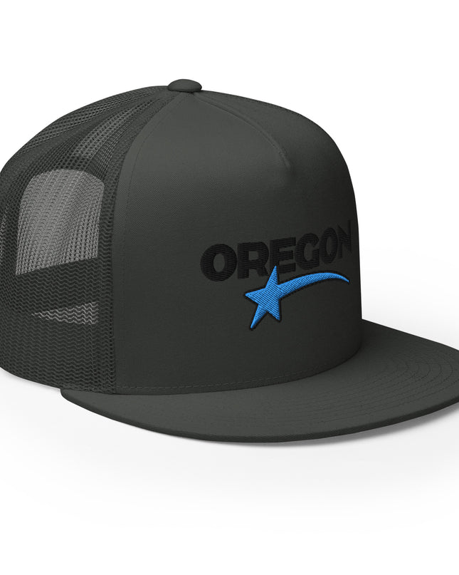 OREGON STAR/BLACK/BLUE - Embroidered - Trucker Cap