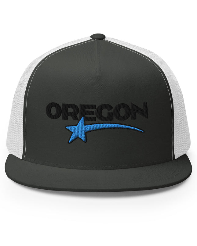 OREGON STAR/BLACK/BLUE - Embroidered - Trucker Cap