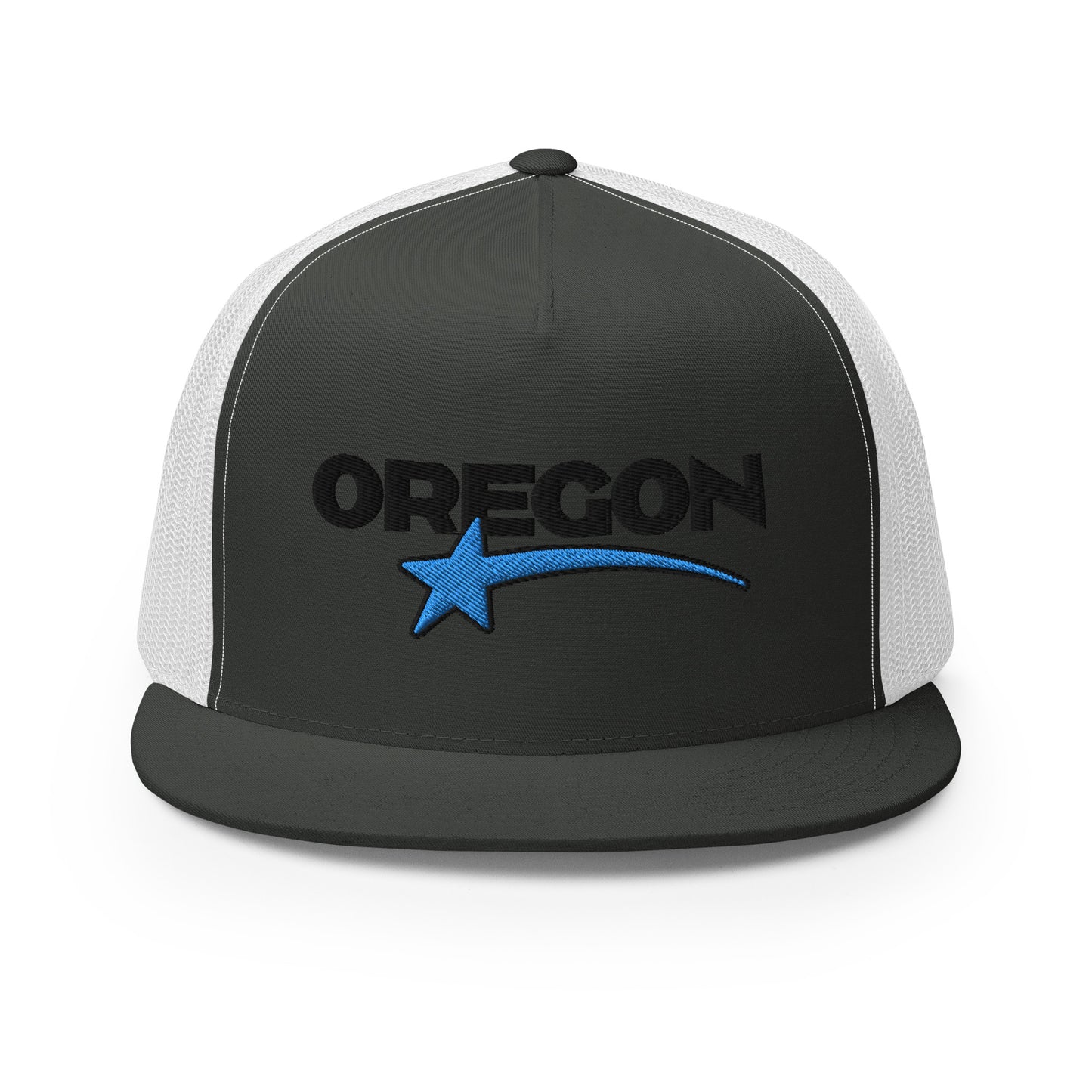 OREGON STAR/BLACK/BLUE - Embroidered - Trucker Cap