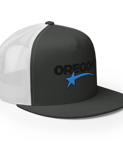 OREGON STAR/BLACK/BLUE - Embroidered - Trucker Cap