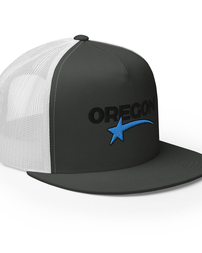 OREGON STAR/BLACK/BLUE - Embroidered - Trucker Cap
