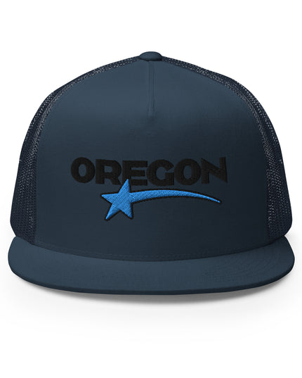 OREGON STAR/BLACK/BLUE - Embroidered - Trucker Cap