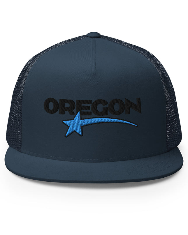 OREGON STAR/BLACK/BLUE - Embroidered - Trucker Cap